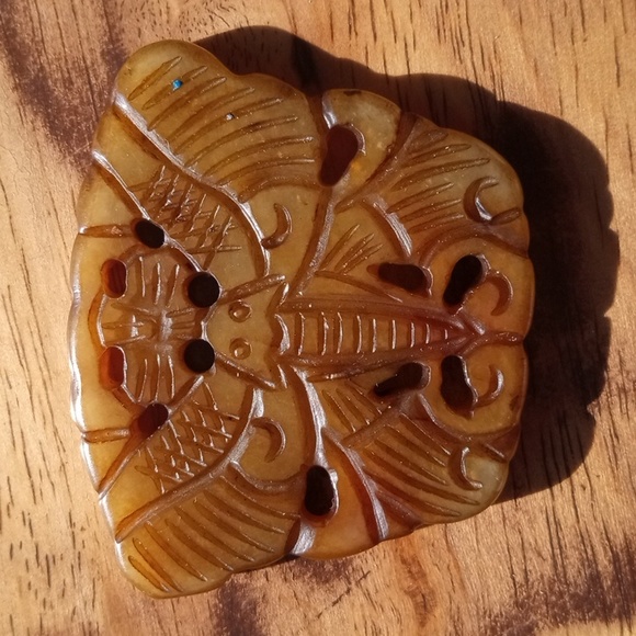 Jade Handcarved Very Vintage Set Two Butterfly/Moth Asian - Picture 6 of 9